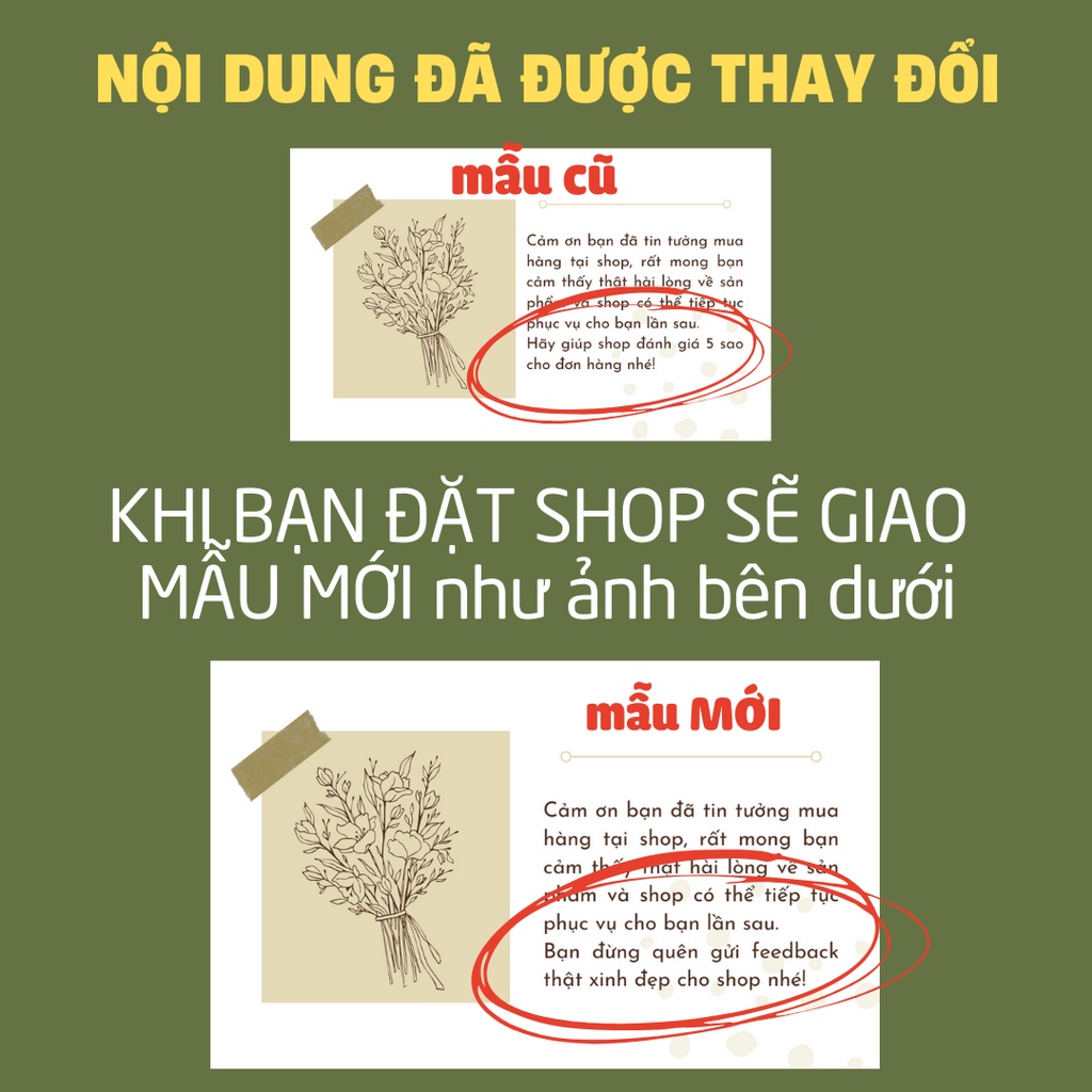 (cây khô) Bộ 50 card cảm ơn khách, thiệp dành cho shop gói hàng online 9x5.5cm, mẫu vintage, đơn giản