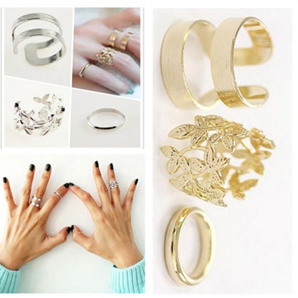 Fashion Gold Silver Leaf Punk Style Vintage Women Girls Jewelry