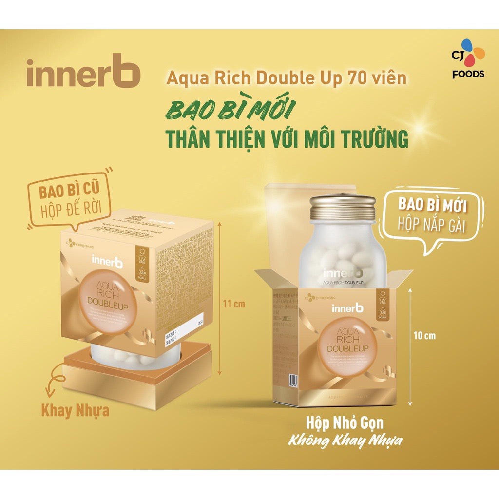 Viên uống cấp nước Innerb ⚡ CAM KẾT CHÍNH HÃNG ⚡ Thực Phẩm bảo vệ sức khỏe InnerB Aqua Rich DoubleUp 42g Giữ ẩm Da sáng