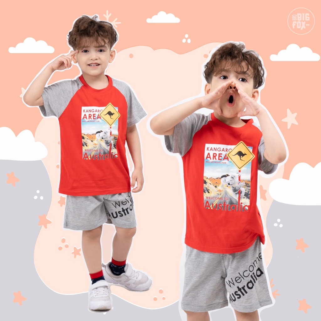 Bộ Cộc Tay Bé Trai Bigfox, Bộ Cotton Trẻ Em Mùa Hè In Hình Australia 3-11