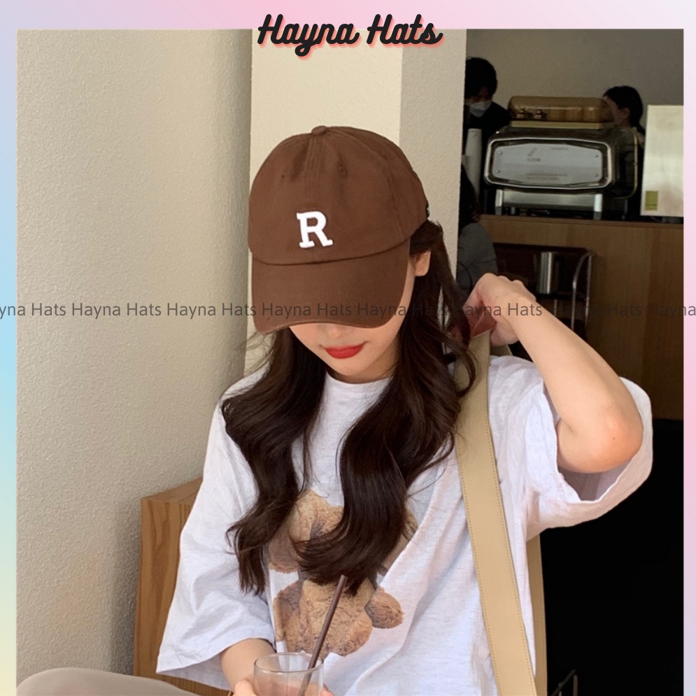Mũ lưỡi trai chữ R, nón kết chữ R chất liệu cotton, đứng form unisex phong cách thời trang, M42 - Hayna Hats