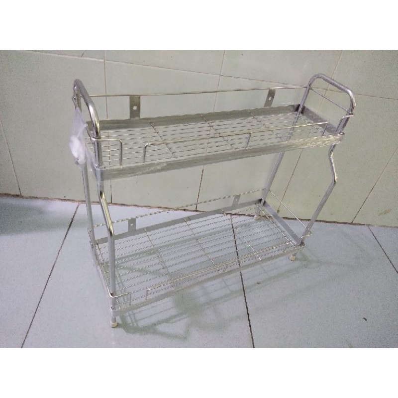 Kệ để gia vị 2 ngăn inox 304 đặc. kệ gia vị inox 304