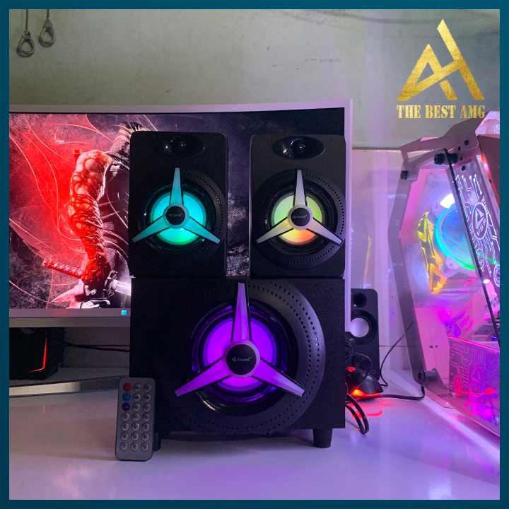 Loa Máy Tính Để Bàn Có Bluetooth LED RGB 2.1 Kisonli TM-7000A Loa Vi Tính Nghe Nhạc Laptop Pc Gaming Có Dây