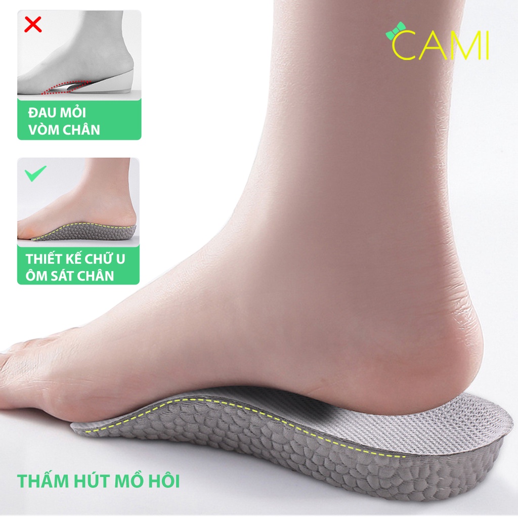 Lót giày tăng chiều cao êm chân thoái khí, chất liệu siêu nhẹ và đàn hồi dành cho nam và nữ - Cami - CMPK229
