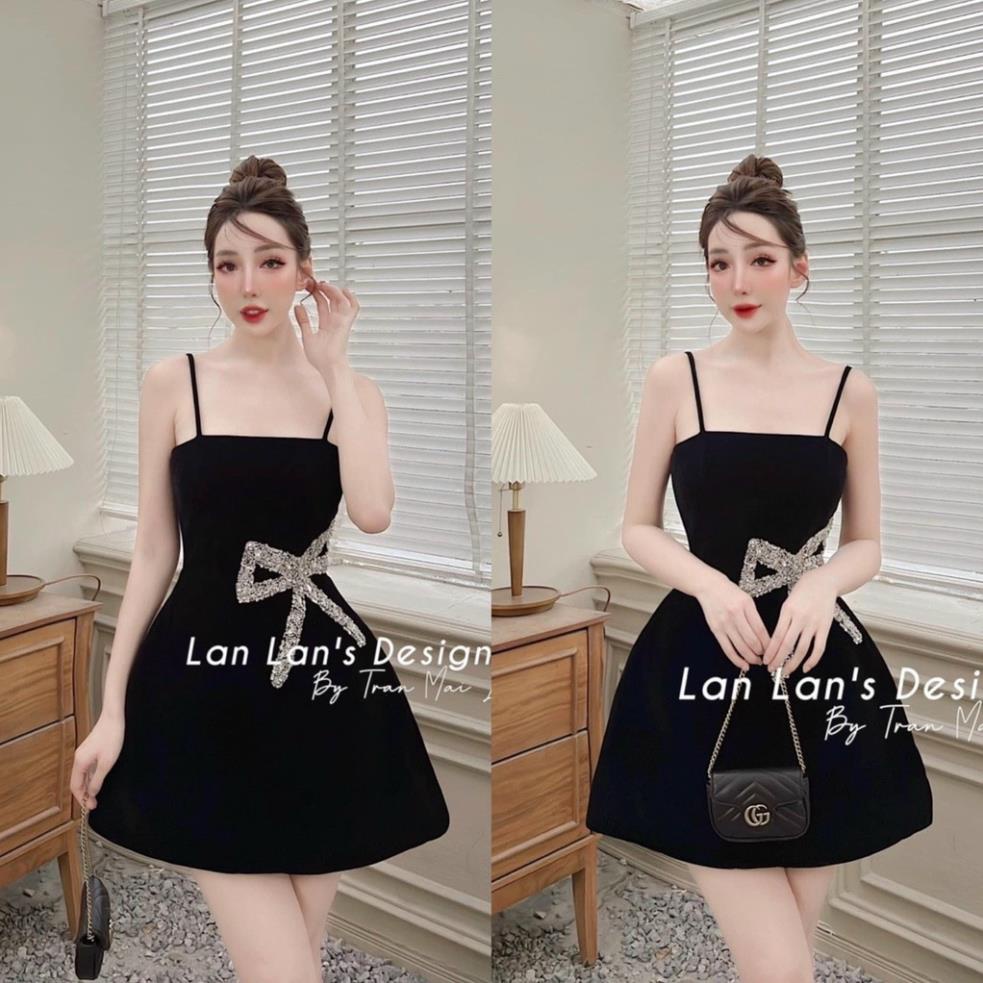 Đầm Váy Nữ 2 Dây Kết Nơ Sang Chảnh, Đầm Đen Dự Tiệc( CÓ MÚT NGỰC) Thiết Kế Cho Nàng Đi Chơi, Đi Tiệc Thời Trang Nữ Mp