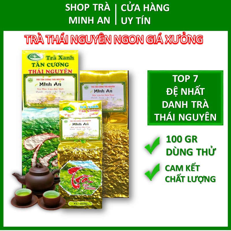 Trà Bắc Thái Nguyên ngon tận xưởng 100g, chè xanh Tân Cương Thái Nguyên rang sao thủ công thơm hậu ngọt TRÀ MINH AN
