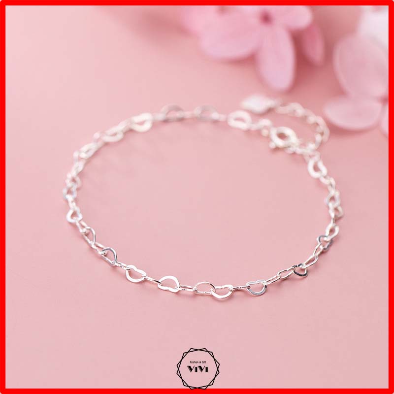 Vòng tay bạc Ý dễ thương hình trái tim Inter Heart – lắc tay bạc ViVi_Gift