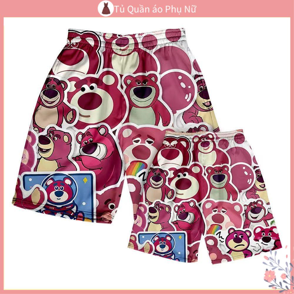 Qu gotn > n > m > nhor nhor Quần Short Dáng Rộng In Hình Gấu Dâu Tây Phong Cách Thời Trang Đi Biển Ngoài Trời Dành Cho Nam Nữ