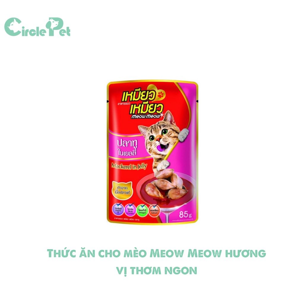 Thức Ăn Cho Mèo Meow Meow Kích Thích Vị Giác Hương Vị Thơm Ngon Gói 85g - Circle Pet