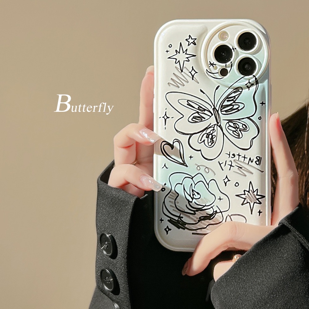 Ốp Điện Thoại tpu silicone Mềm Họa Tiết Bươm Bướm Cho iphone 11 12 13 pro max mini XR XS 7 8 plus