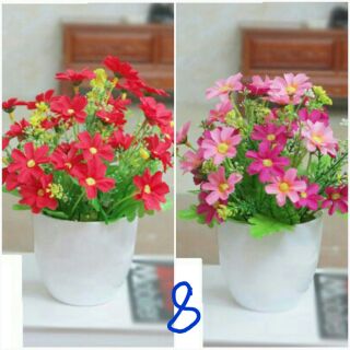 Combo 2 chậu hoa để bàn- hoa giả