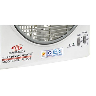 Quạt và đèn sạc Honjianda HJD-FL 201 LED (2 bình)
