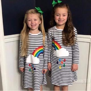 Mu♫-New Soft Sister Matching Baby Girls Princess Tutu Dress Rainbow Party Wedding Dresses