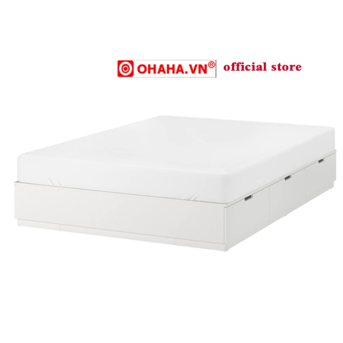 Giường Ngủ Gỗ Công Nghiệp Cao Cấp OHAHA - White Bed Mang Phong cách Hàn Quốc Kiểu Nội Thất Lắp Ráp