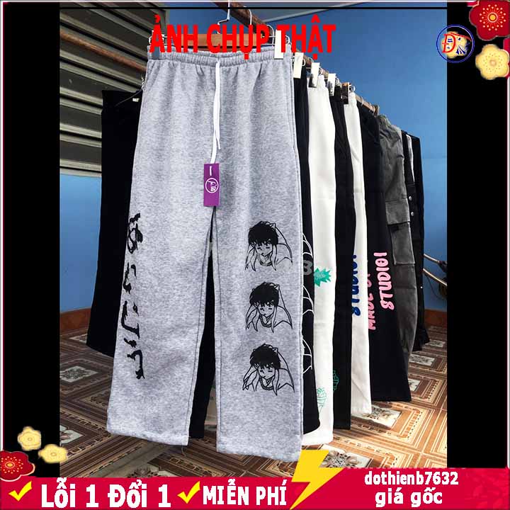 Quần Jogger In Họa Tiết Hoạt Hình ⚡️ GIÁ SẬP SÀN ⚡️ Chất Nỉ Da Cá Dáng Rộng Nam Nữ Đen Xám Unisex