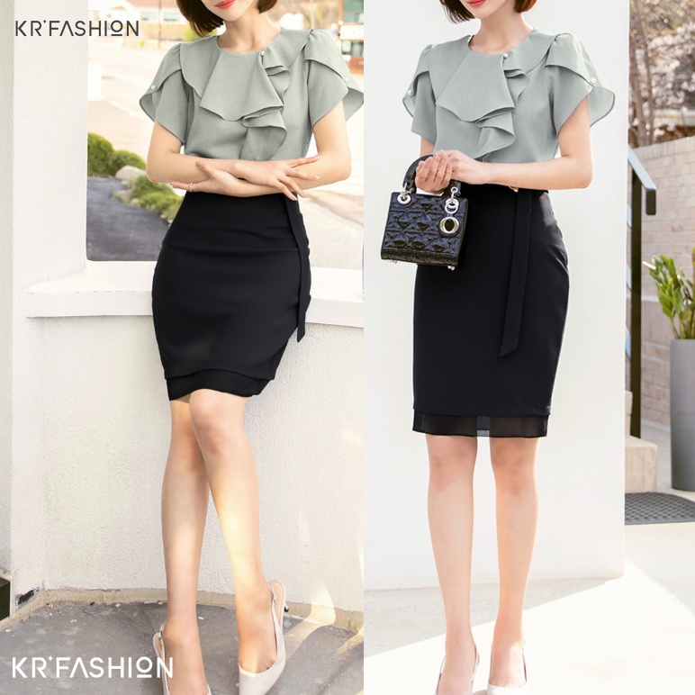 Chân váy công sở thiết kế vạt trước SK2110 KRFashion nữ xinh xắn váy Hàn Quốc đẹp | BigBuy360 - bigbuy360.vn