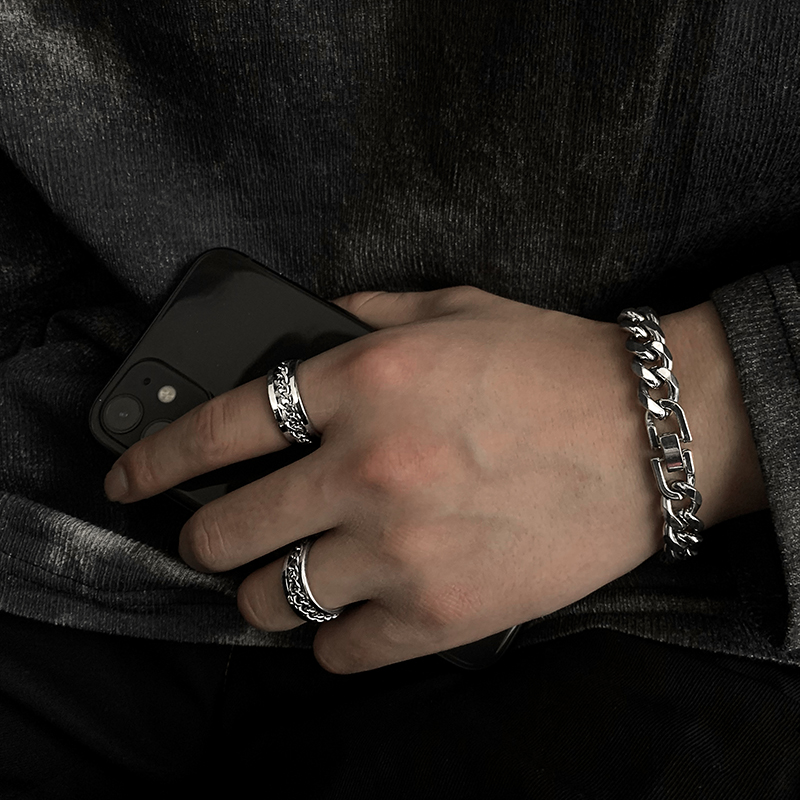Nhẫn mắt xích đơn giản cá tính phong cách Hiphop