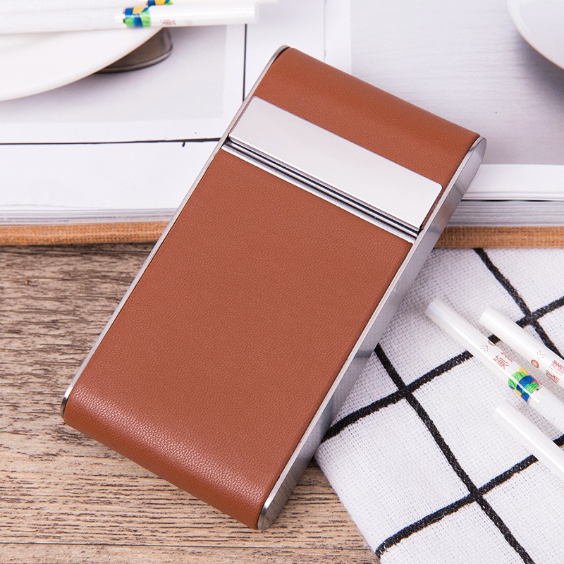 Hộp đựng thuốc vỏ nhôm ốp da đựng 20 điếu thuốc nhỏ sang trọng, tiện ích HDT51Y6