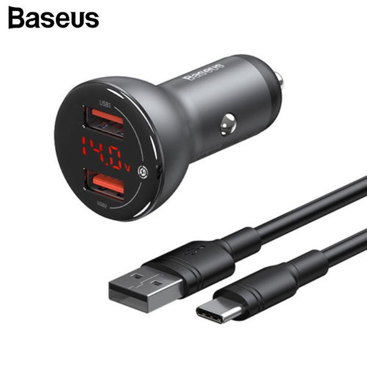 Tẩu sạc nhanh QC4.0 Car Quick charger đa năng Baseus TZCCBX-B0G 2 cổng sạc USB đồng hồ led - Bảo hành 6 tháng