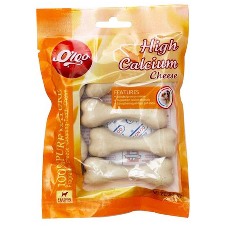 Xương gặm cho chó Orgo 90gr gói 5 thanh hình xương vị Phô mai bổ xung canxi, giúp sạch răng