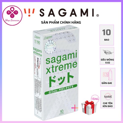 💖 Hộp 10 bao cao su có gai Nhật Bản Sagami Extreme White