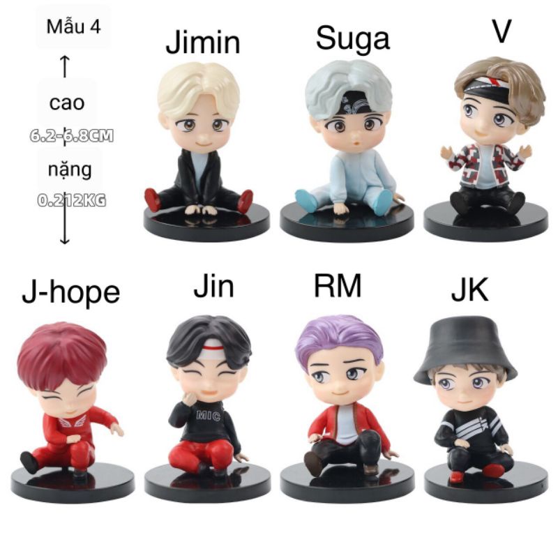 Set 7 mô hình búp bê các thành viên nhóm nhạc BTS  Mẫu 4