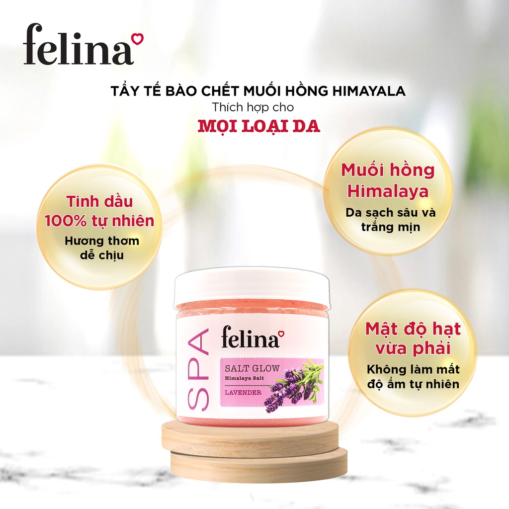 Combo 3 hộp muối tắm tẩy tế bào chết Felina Home Spa 500g/hộp - Muối hồng Himalaya thanh khiết