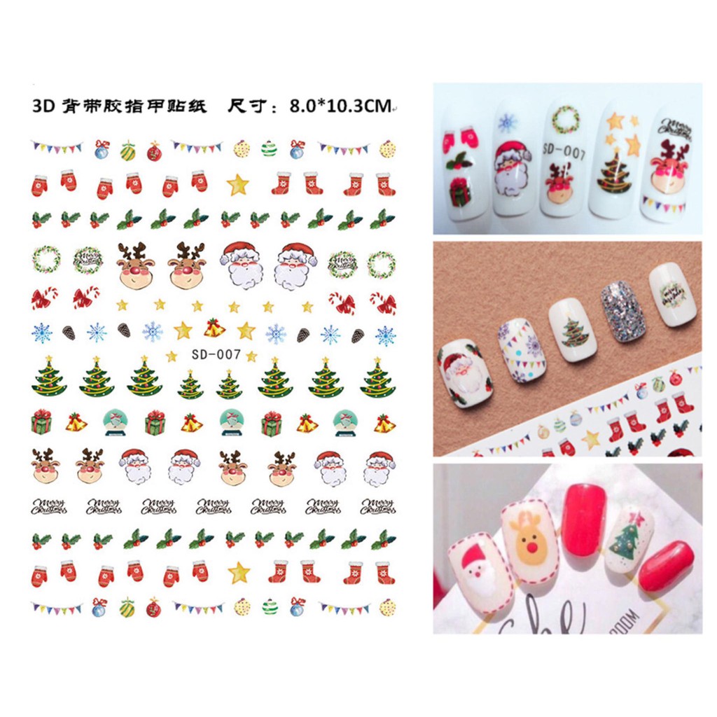 Sticker Noel, Bông Tuyết,Ông Già Mẫu Mới- Trang Trí Móng Nail Nghệ Thuật Mùa Giáng Sinh Năm Mới