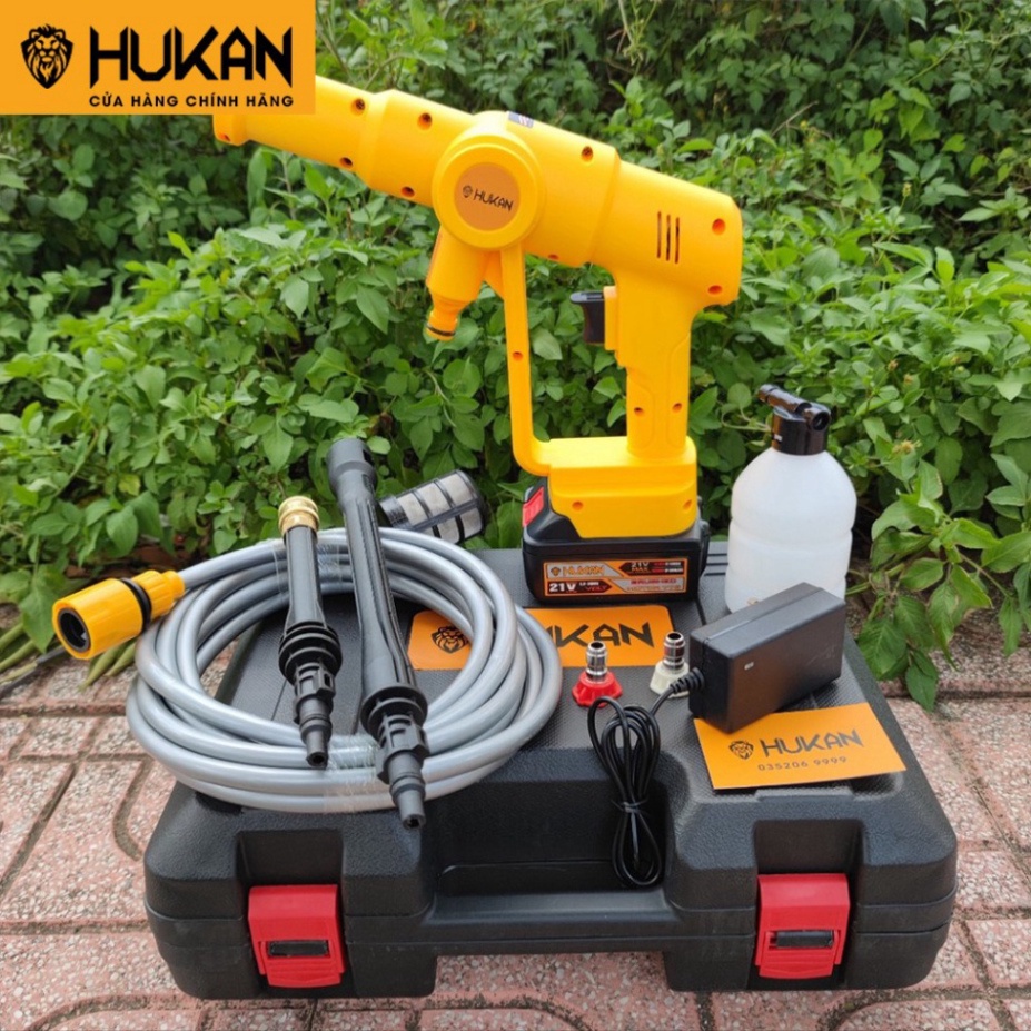 Máy rửa xe chạy pin HUKAN 21V chính hãng chân pin phổ thông