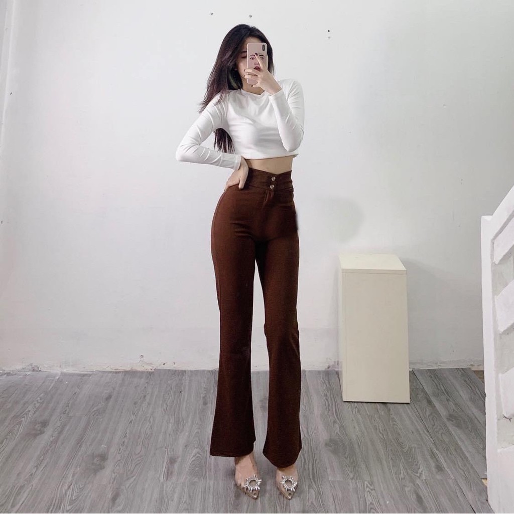 [ Hàng Cao Cấp Loại 1 + Ảnh Thật ] Quần Ống Loe Cạp Cao Vải Co Dãn Không Bai Không Xù YONI Clothings NA002 | BigBuy360 - bigbuy360.vn