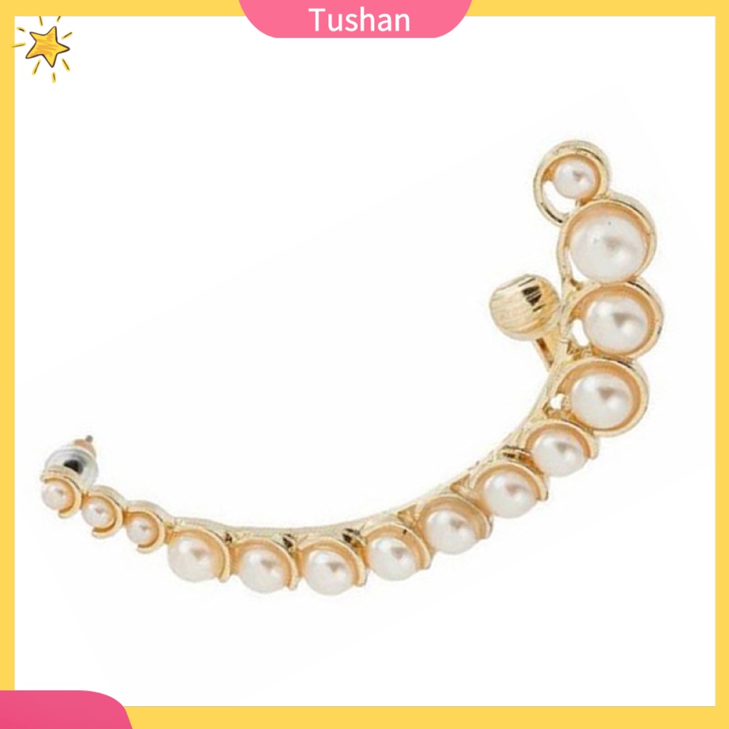 1 bông kẹp tai trái đính ngọc trai giả Punk Retro