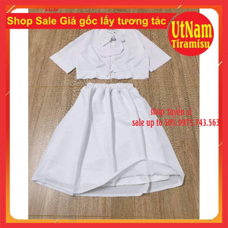 (Ảnh thật và video shop tự quay)Set váy áo Croptop Buộc nơ + Chân Váy Xòe Hai Lớp Siêu Xinh Vintage ❤ Sét váy tiểu thư