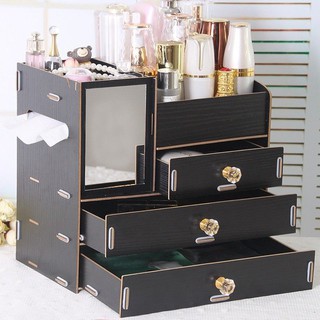 Kệ gỗ đựng đồ trang điểm 4 tầng có gương