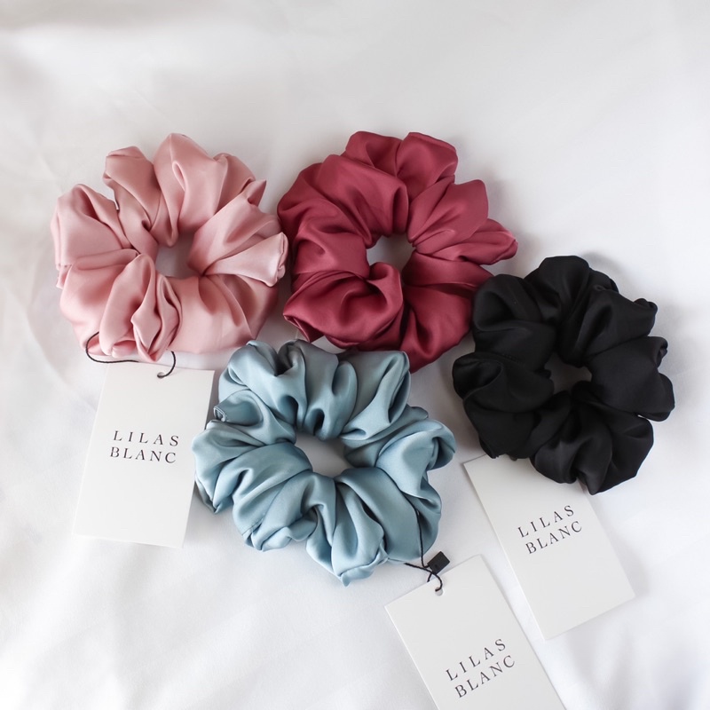 Buộc Tóc Scrunchies Chất Liệu Lụa Nhiều Màu LILAS BLANC