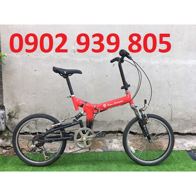Nội địa Nhật Xe đạp xếp nhôm Lamborghin bánh 20 inch Tay vặn shimano 6 cấp phuộc nhúng trước sau