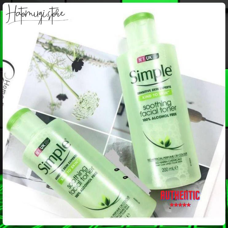 Nước hoa hồng simple [Dùng Là Mê-Hàng Auth] Nước hoa hồng Simple Kind to Skin Soothing Facial Toner (mẫu mới)