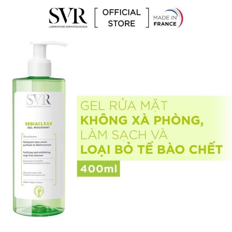 Sữa rửa mặt SVR Sebiaclear Gel Moussant, sữa rửa mặt cho da dầu mụn