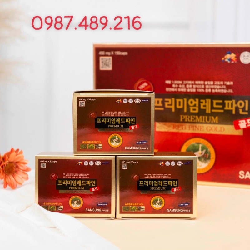 TINH DẦU THÔNG ĐỎ PREMIUM RED PINE HỘP 150 VIÊN CỦA SAMSUNG PHARM HÀN QUỐC, trumsihanghanquoc