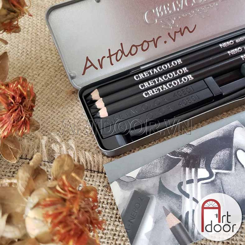 [ARTDOOR] Bộ bút chì Than Mịn CRETACOLOR Nero 7 món (40008)