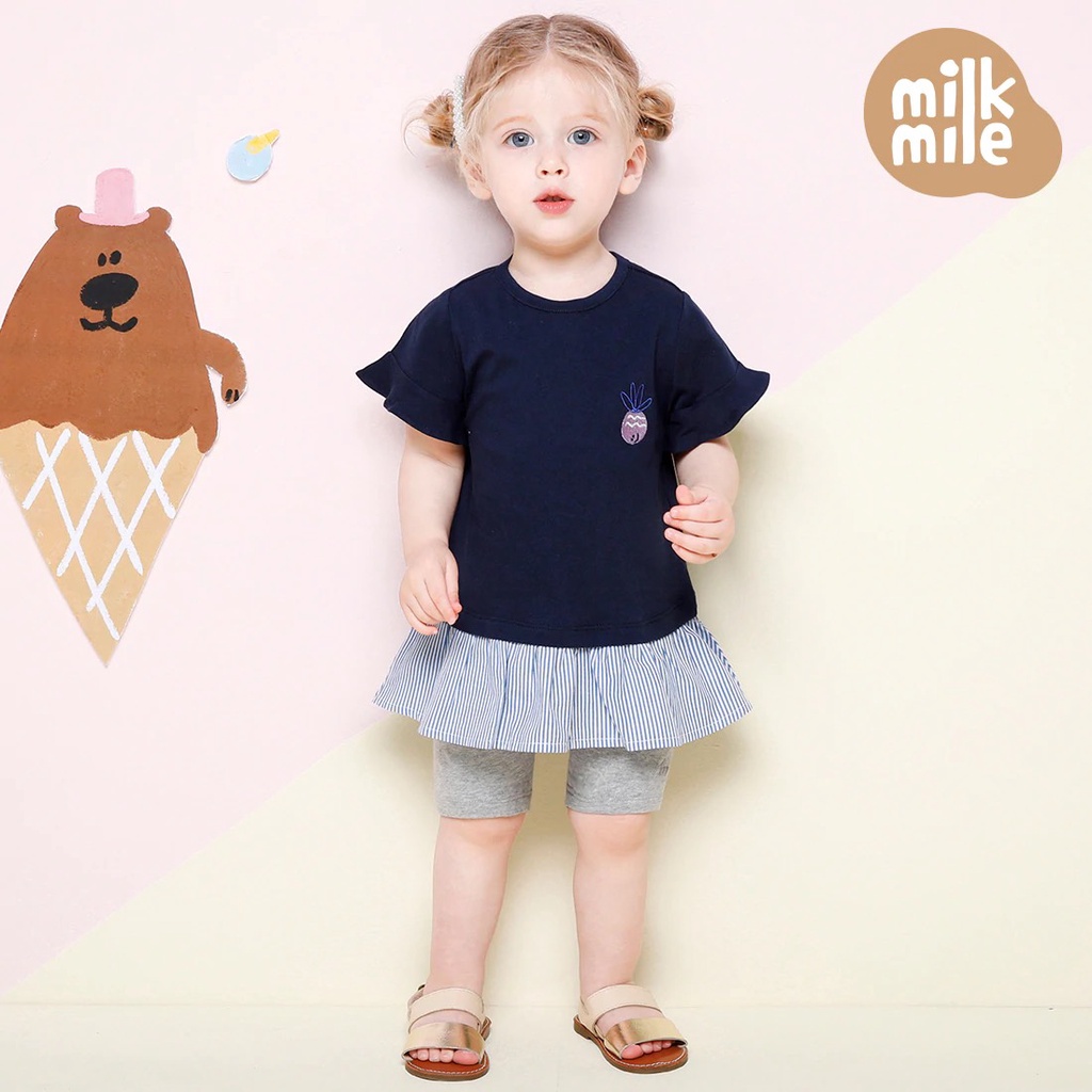 Bộ bé gái Milk mile áo váy tím than quả dứa