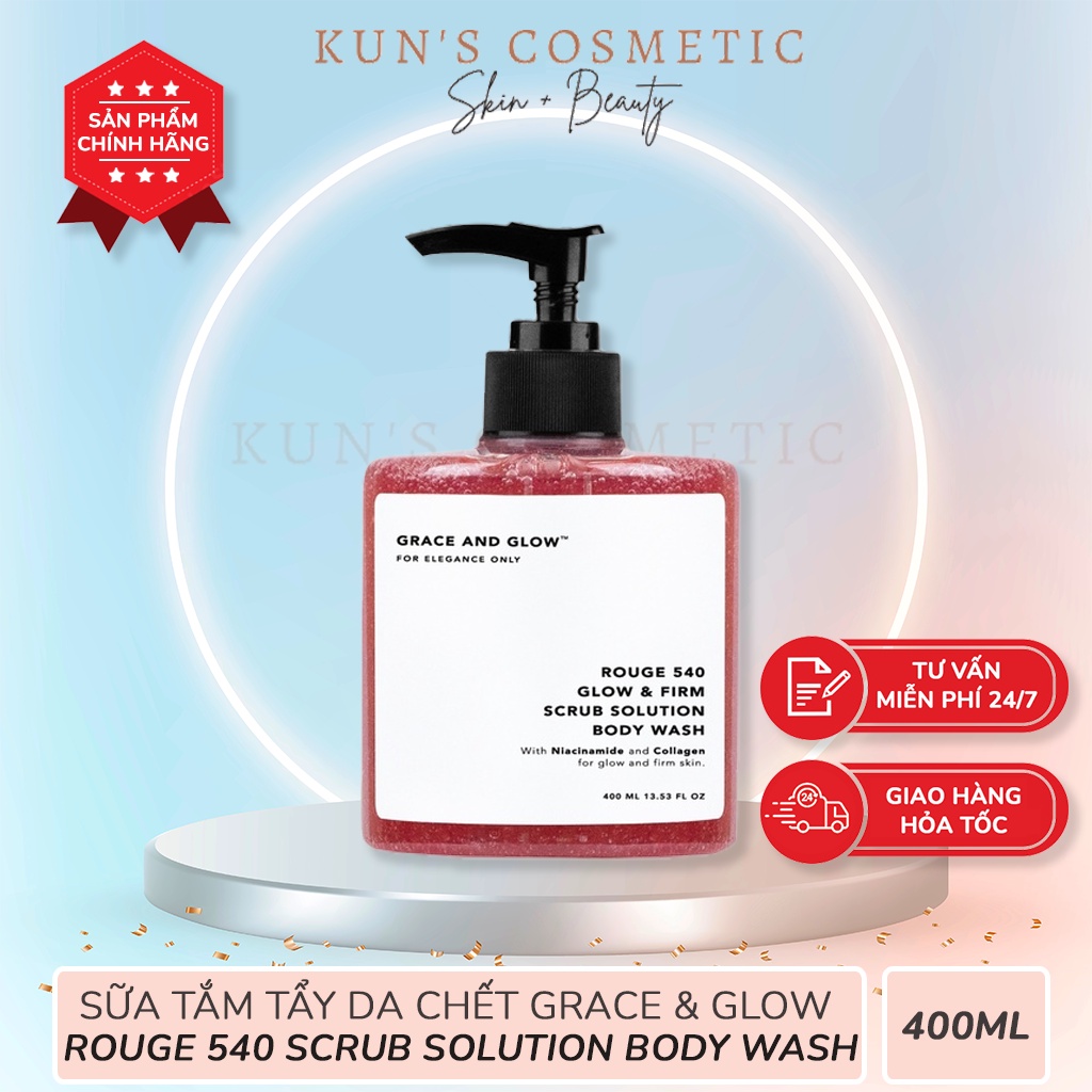 Sữa Tắm Tẩy Da Chết Grace and Glow Rouge 540 Scrub Solution Body Wash