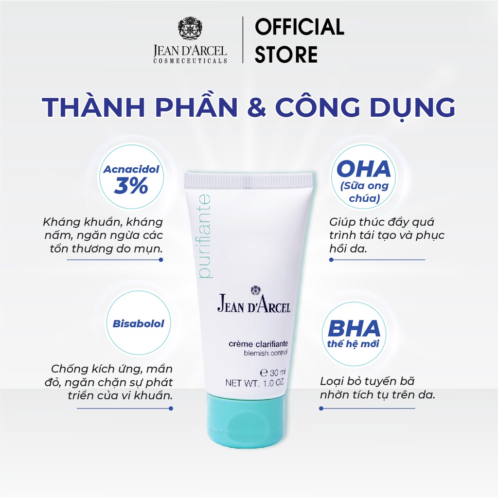 Kem làm giảm mụn nhanh Jean d'Arcel Blemish Control 30ml JDA