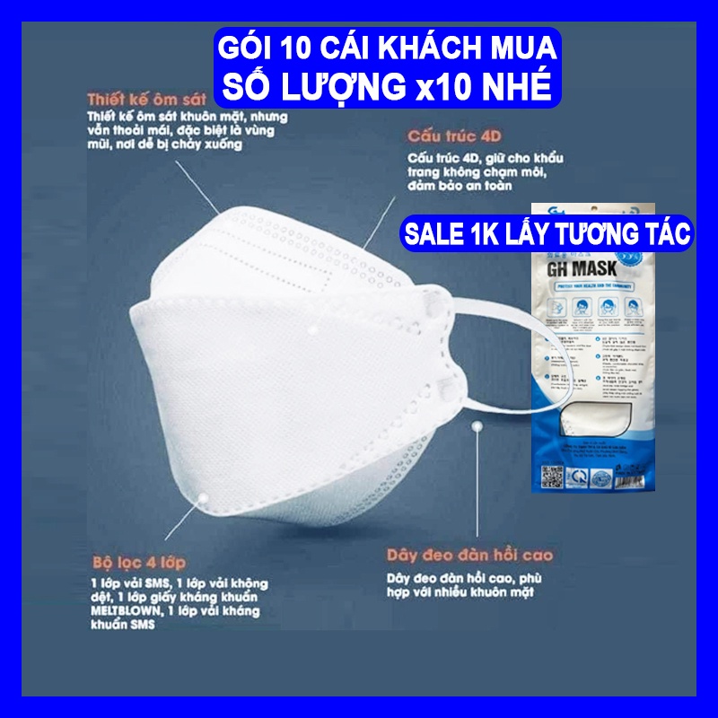 Khẩu trang KF94 Cho Người Lớn và kháng khuẩn chống bụi mịn Mẫu Hàn Quốc