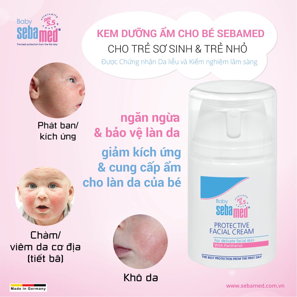 [Chính Hãng] Kem dưỡng ẩm bảo vệ da Sebamed Baby Protective Facial Cream pH5.5