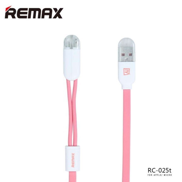 DÂY CÁP SẠC REMAX RC 025T CÁP SẠC 2 IN 1 IPHONE VÀ MICRO - HÀNG CHÍNH HÃNG BỀN ĐẸP