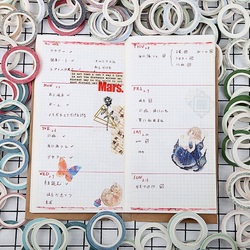 Cuộn băng dính in họa tiết ngẫu nhiên trang trí sổ tay tiện dụng