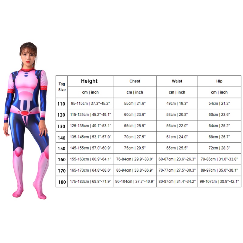 Bộ Bodysuit Một Mảnh Hóa Trang Học Viện Anh Hùng Uraraka Ochaco