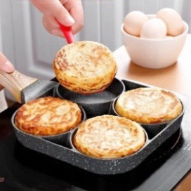 Chảo Chiên Trứng, Làm Bánh 4 Ngăn, Vân Đá Phù Hợp Với Mọi Loại bếp - Chảo làm bánh 4 ngăn