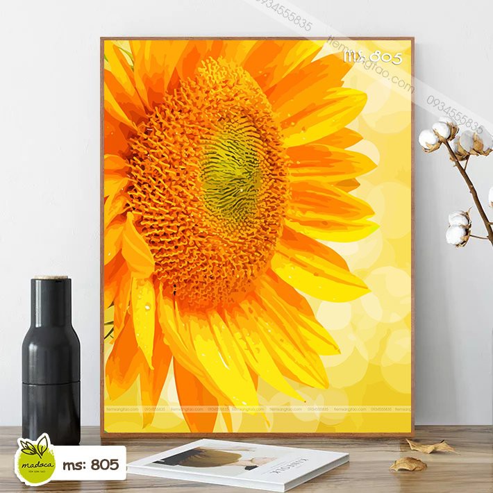 Tranh sơn dầu số hóa tự tô Hoa hướng dương 806