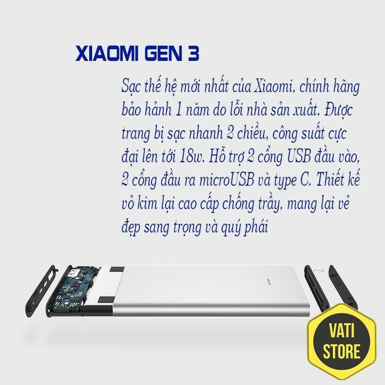 [ CHÍNH HÃNG ] Sạc Dự Phòng Xiaomi 10000Mah gen 3 Sạc Nhanh QC 3.0 - BH 6 Tháng | BigBuy360 - bigbuy360.vn